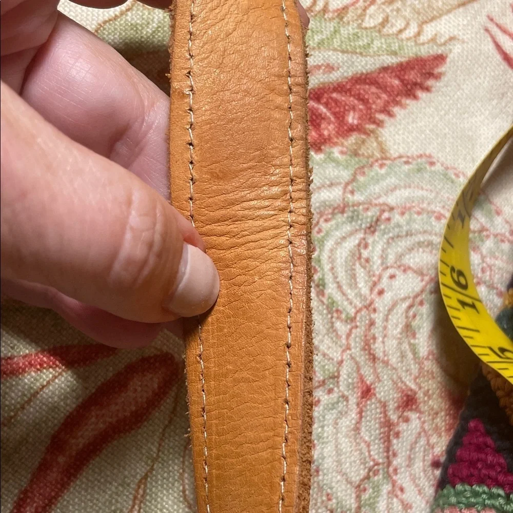 Multicolor Patterned Crossbody Bag with Tan Leather
